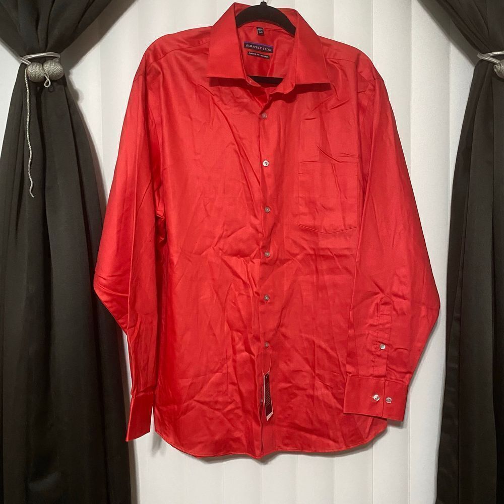 Geoffrey Beene classic fit, candle apple red button up